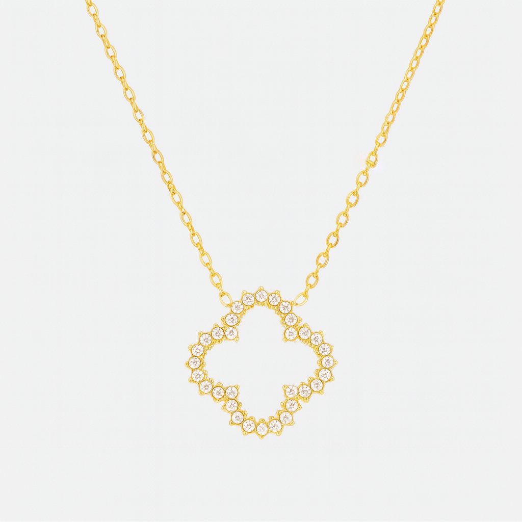 Diamond Cluster Clover Necklace