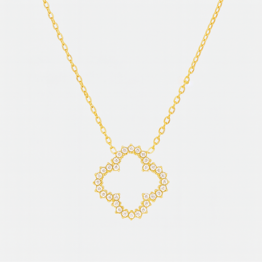 Diamond Cluster Clover Necklace-Shop our collection of classic and elegant pearl pendant necklaces online. Elevate your style with timeless sophistication. Purchase yours now!🎯-Dazzledvenus