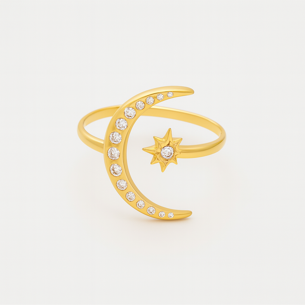 Moon & Star Open Ring