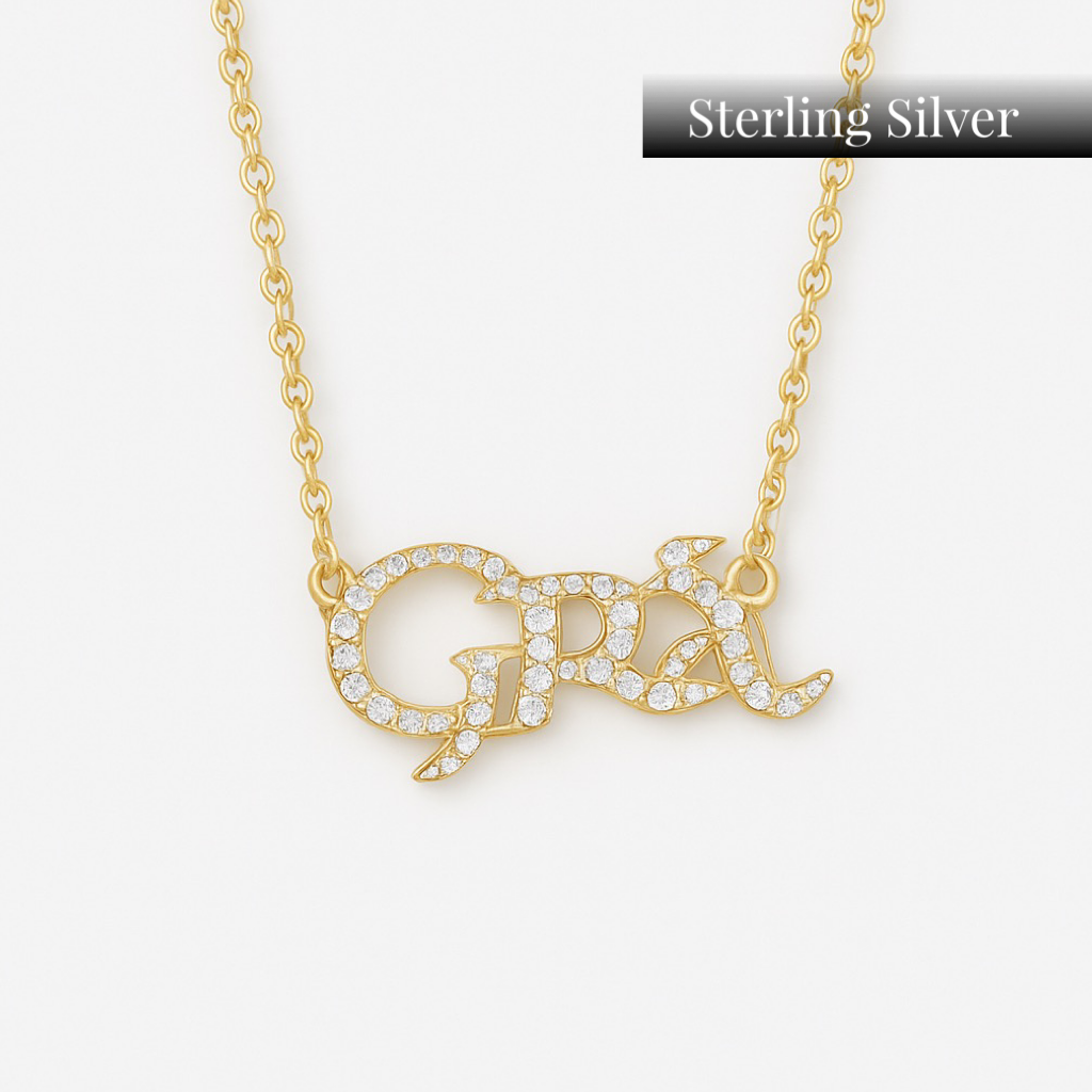 Grá Pave Script Necklace