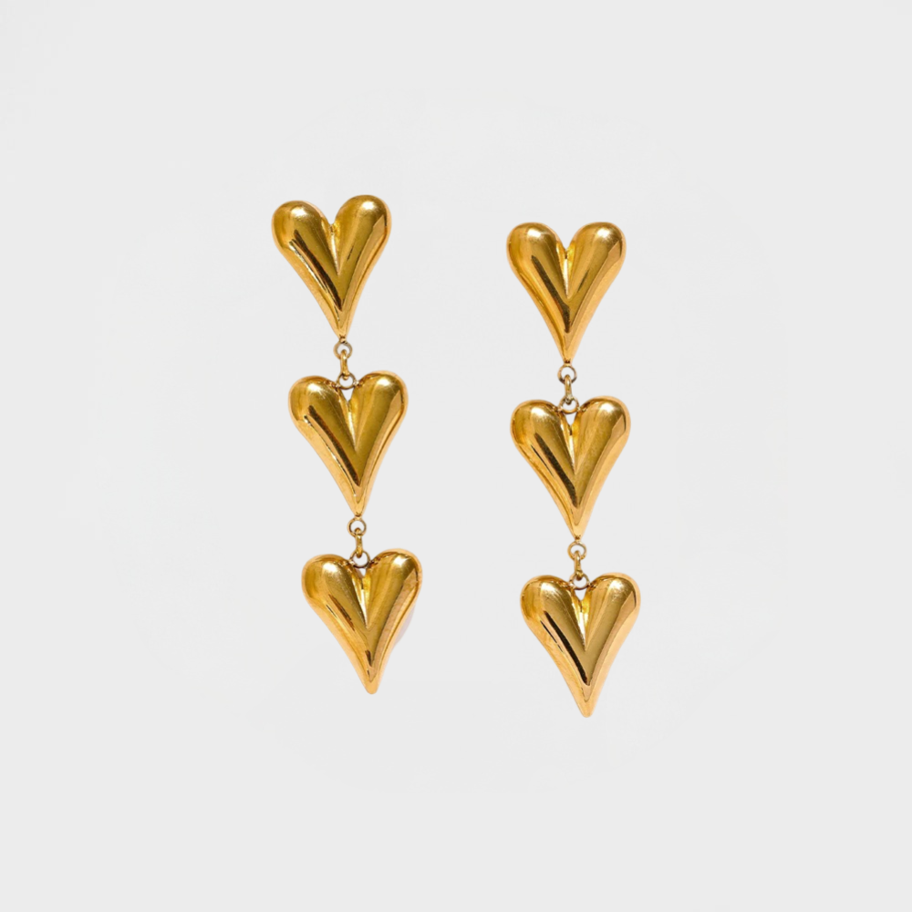 Graduated Heart Drop Earring-Dazzledvenus