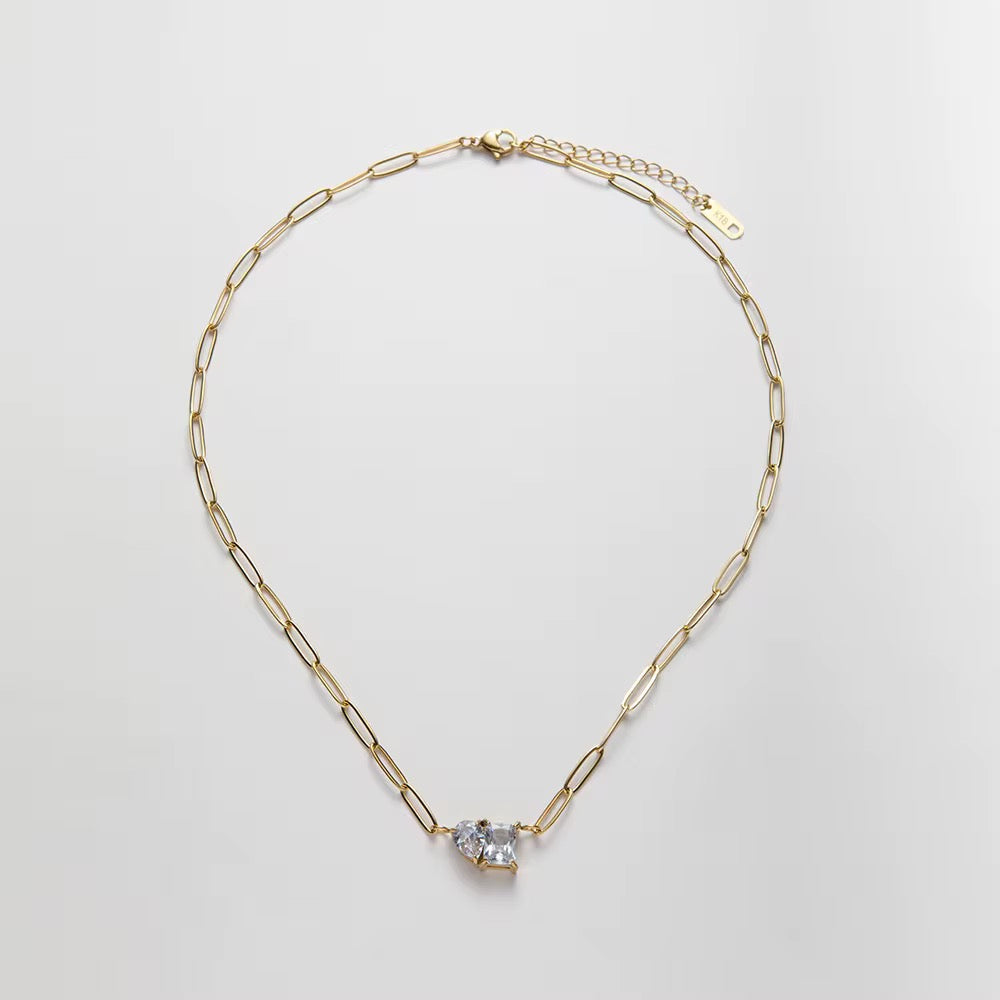 Pear & Square Necklace