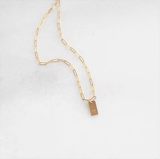Initial Tag Paperclip Necklace-Personalize your style with our Bubble Pendant Tiny Initial Necklace. Explore our collection for unique, customizable jewelry pieces. Order now. 🏆-Dazzledvenus