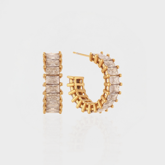 Glimmer Baguette Hoop Earring-Dazzledvenus