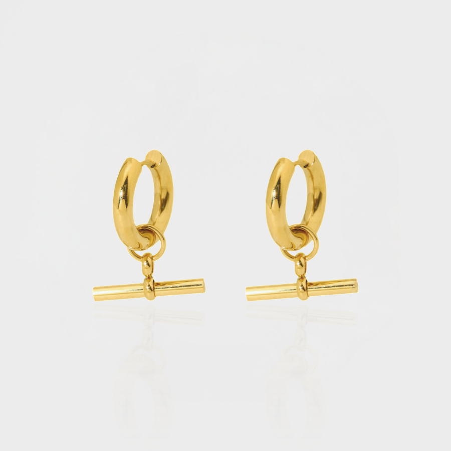 T Bar Hoop Earring-Explore our stylish collection of Two Ways Detachable T- Bar Earring. Elevate your style with these chic accessories, perfect for any occasion. Shop now! 🔥-Dazzledvenus