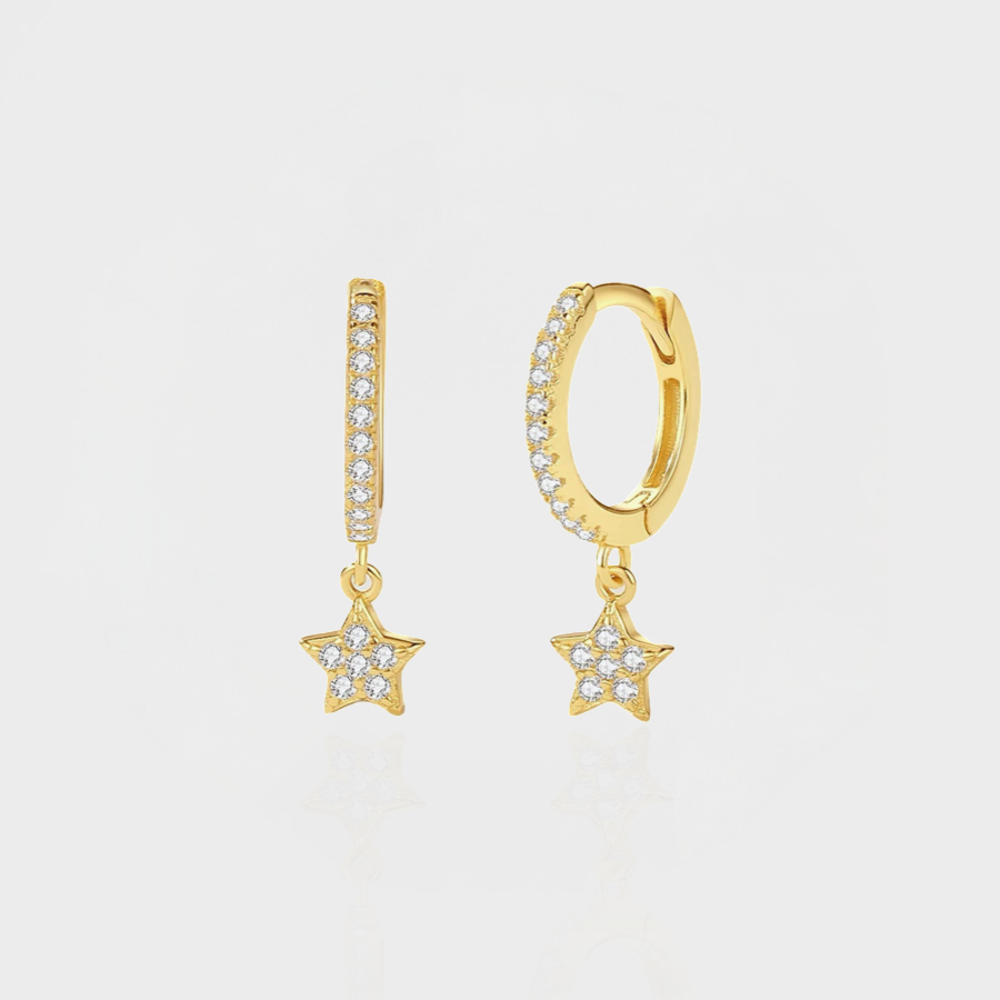 Star Huggie Hoop Earring-Dazzledvenus