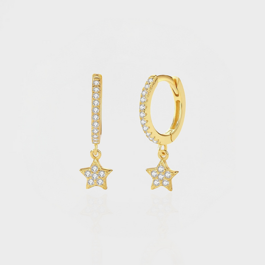 Star Huggie Hoop Earring-Dazzledvenus