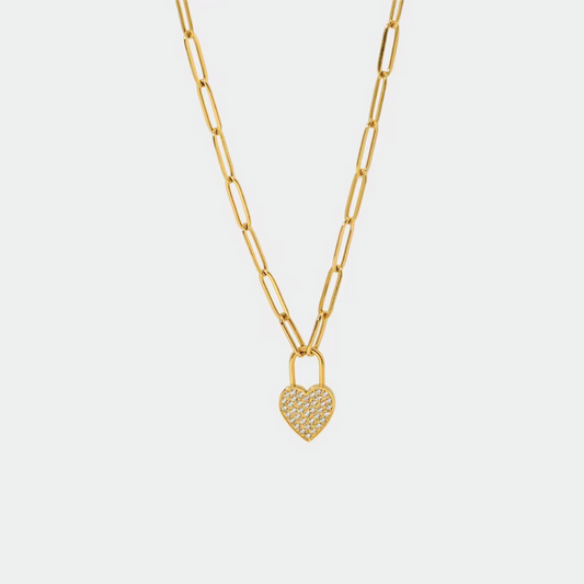 Dazzle Heart Lock Necklace-Explore our elegant Balance Beam T-Bar Chain Necklace collection. Enhance your style with our sophisticated designs. Order now for timeless elegance! 🏆-Dazzledvenus