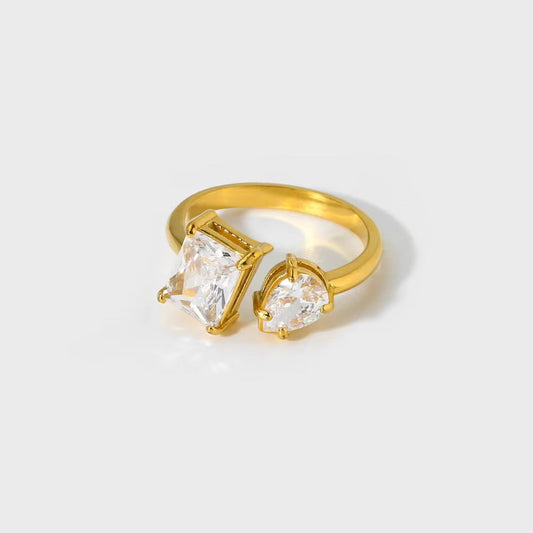 Pear & Square Multicolor Ring