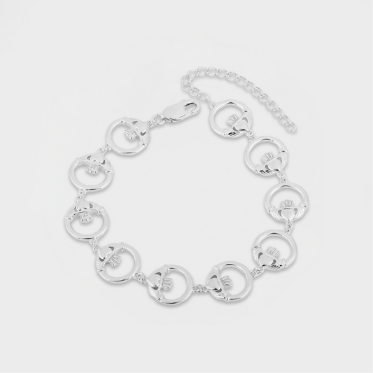 Irish Claddagh Bracelet-Silver-Dazzledvenus