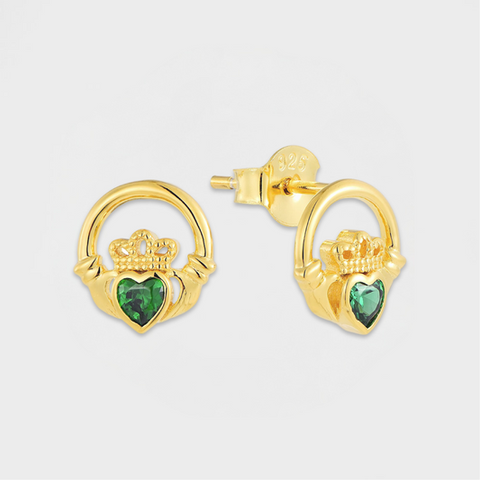 Irish Claddagh Stud Earring-Dazzledvenus