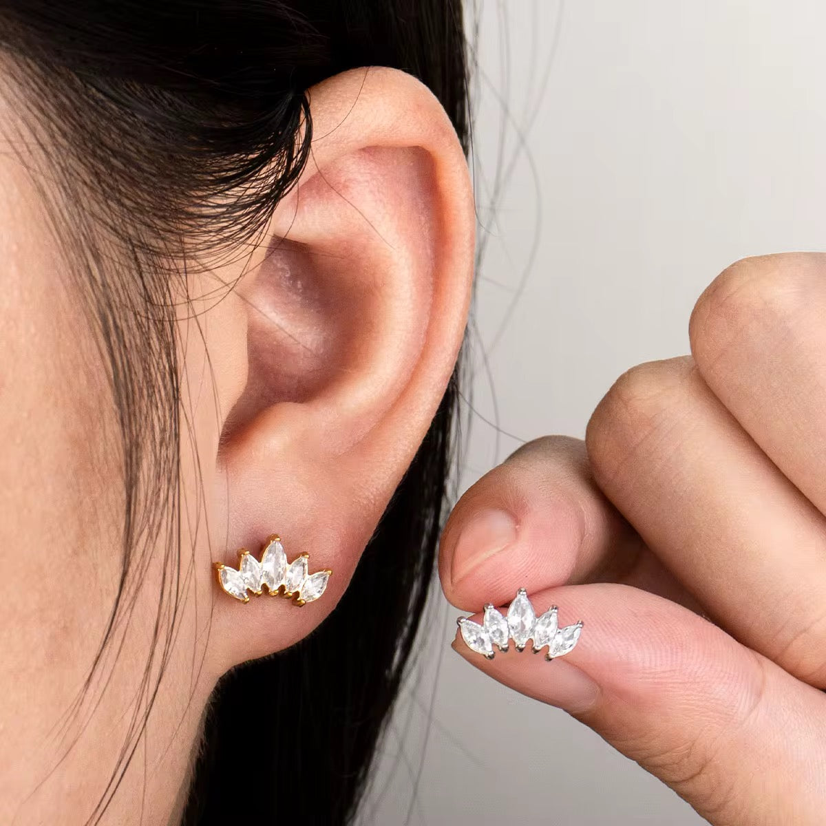 Marquise Crown Stud Earring