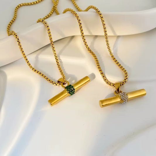 CZ T Bar Necklace