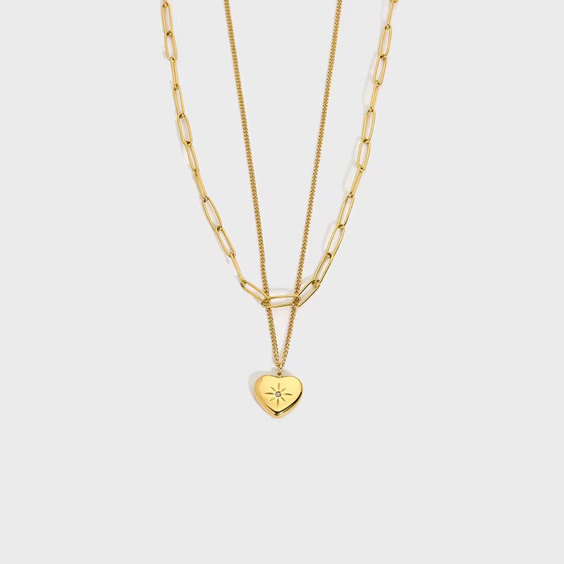 Heart Paperclip Duo Necklace