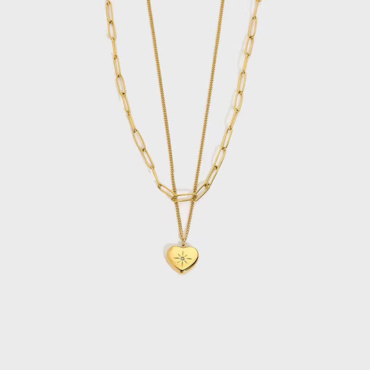 Heart Paperclip Duo Necklace