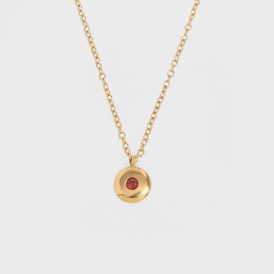 Mini Disc Birthstone Necklace