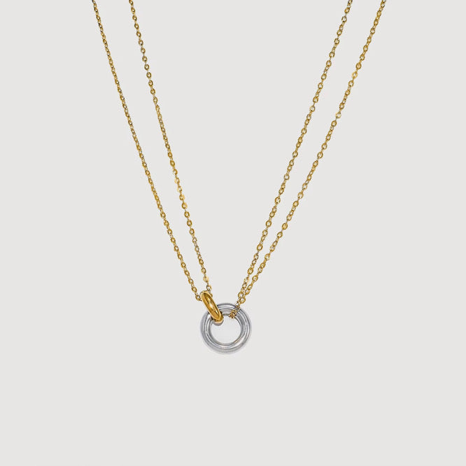 Double Chain Infinity Necklace-Elegant double chain infinity necklace in 18k PVD gold-plated stainless steel. Waterproof, non-tarnish and hypoallergenic. A timeless jewelry piece from Ireland-Dazzledvenus