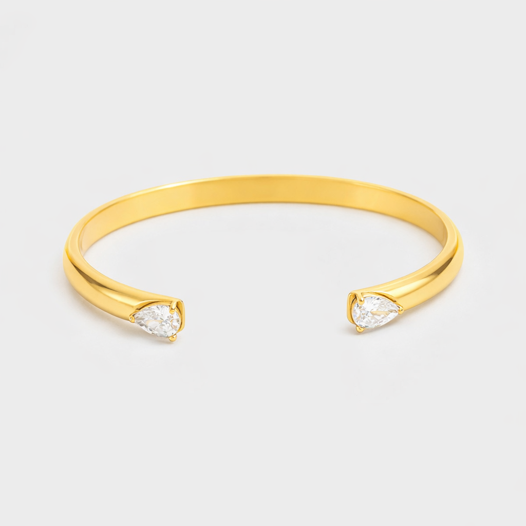 Halo Pear Cuff Bangle-Dazzledvenus