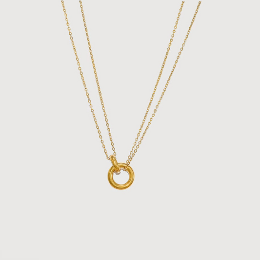 Double Chain Infinity Necklace-Elegant double chain infinity necklace in 18k PVD gold-plated stainless steel. Waterproof, non-tarnish and hypoallergenic. A timeless jewelry piece from Ireland-Dazzledvenus
