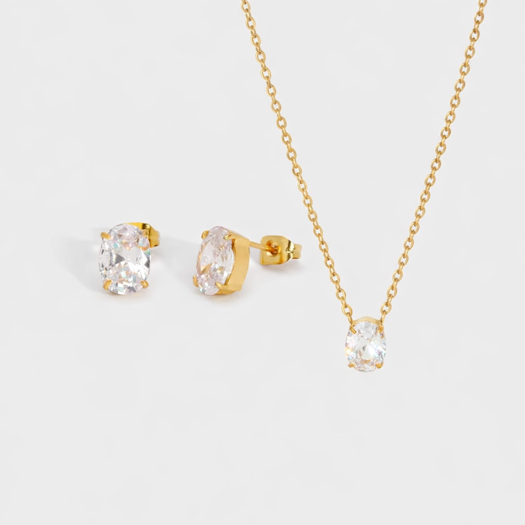Solitaire Oval Set-Shop our collection of classic and elegant pearl pendant necklaces online. Elevate your style with timeless sophistication. Purchase yours now!🎯-Dazzledvenus