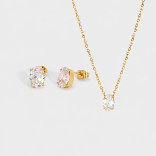 Solitaire Oval Set-Shop our collection of classic and elegant pearl pendant necklaces online. Elevate your style with timeless sophistication. Purchase yours now!🎯-Dazzledvenus