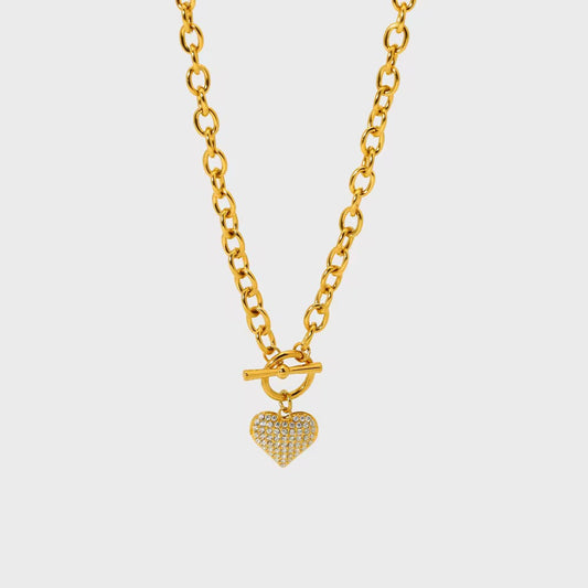 Toggle Heart Necklace-Purchase stylish Twisted Herring Bone Necklace. Explore our online collection for trendy accessories reflecting the charm of the Emerald Isle. Order yours now!-Dazzledvenus
