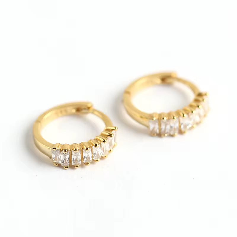 Phobe Baguette Huggie Hoop Earring-Dazzledvenus