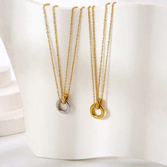Double Chain Infinity Necklace-Elegant double chain infinity necklace in 18k PVD gold-plated stainless steel. Waterproof, non-tarnish and hypoallergenic. A timeless jewelry piece from Ireland-Dazzledvenus