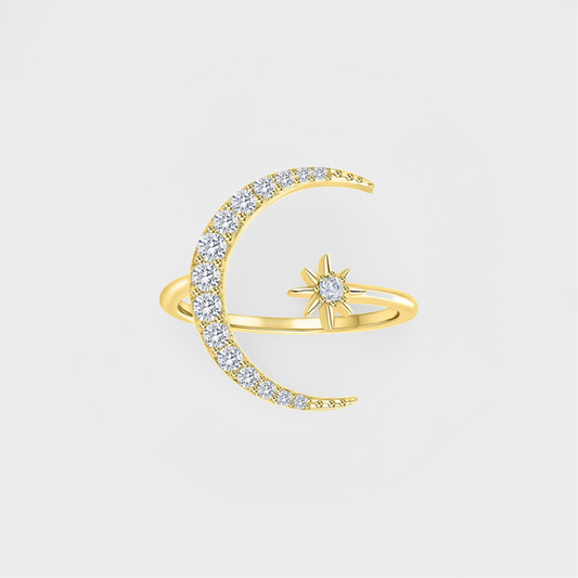 Moon & Star Open Ring-Dazzledvenus