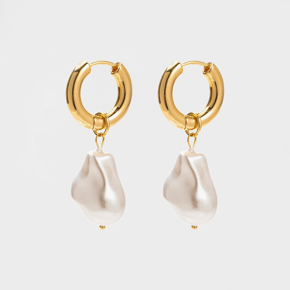 Baroque Pearl Hoop Earrings-Indulge in sophistication with our collection of pearl drop hoop earrings. Explore exquisite designs combining pearls and hoops for a refined and elegant look.✨-Dazzledvenus