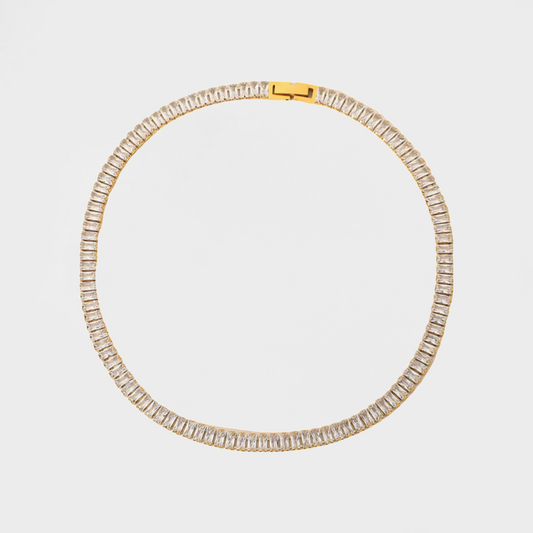 Baguette Tennis Choker Necklace-Elevate your style with our stunning CZ Iced Out Baguette Tennis Necklace. Experience the brilliance of cubic zirconia. Shop now to sparkle and shine. 💕-Dazzledvenus