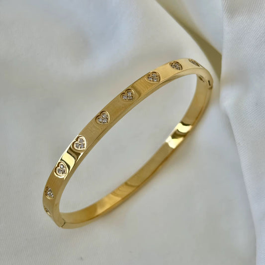 Studded Bling Heart Bangle