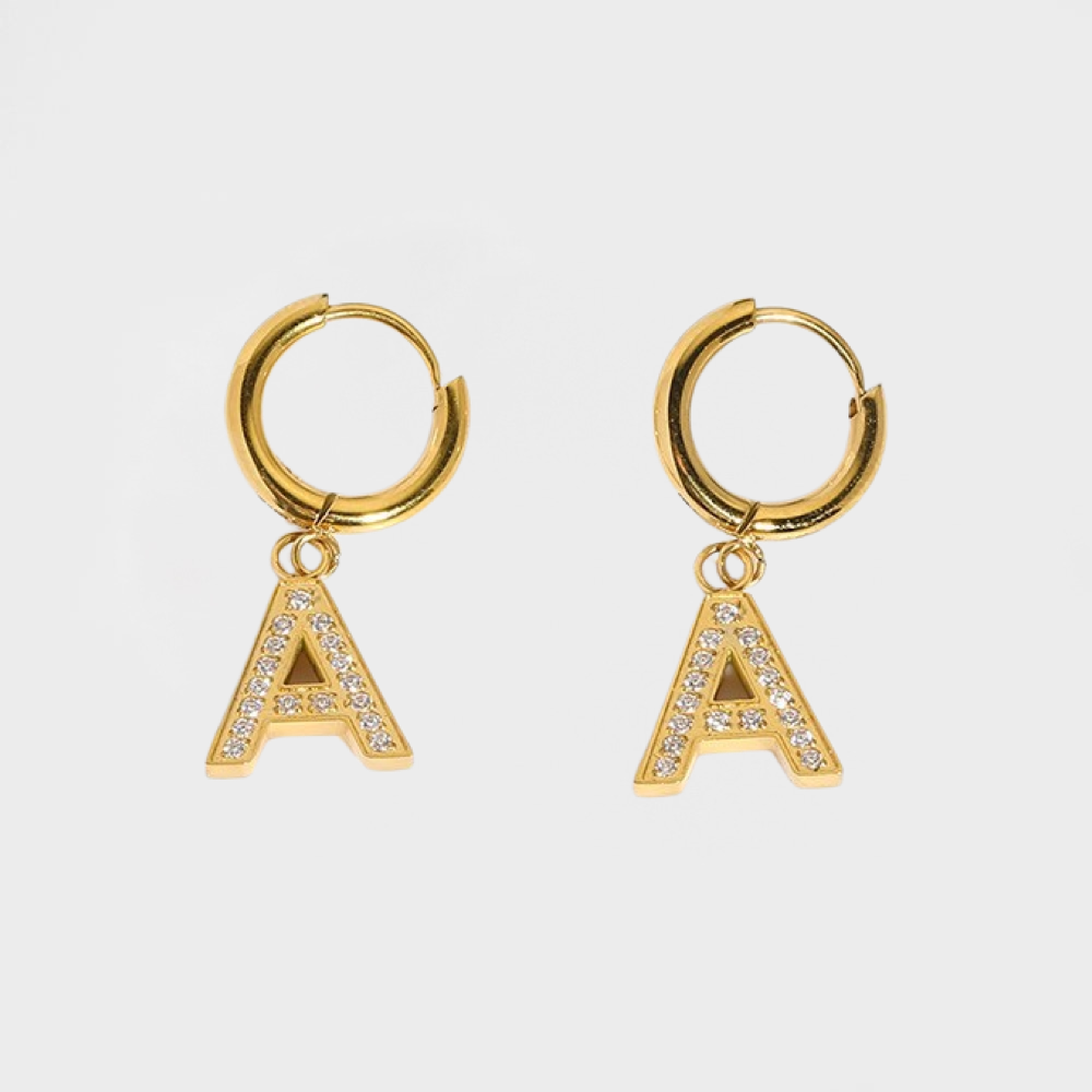 Pave Initial Huggie Hoop Earring-Personalize your style with our Bubble Pendant Tiny Initial Necklace. Explore our collection for unique, customizable jewelry pieces. Order now. 🏆-Dazzledvenus