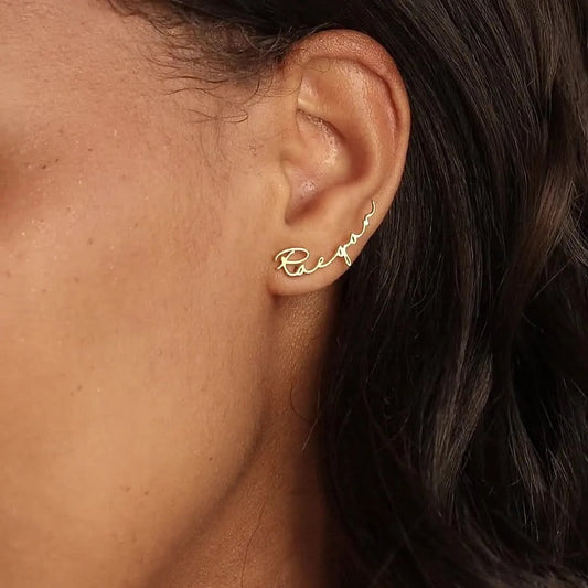 Personalized Name Earring-Create a lasting impression with our Personalized Name Earring. Design yours today for a unique and stylish accessory that speaks volumes about you. Order now!-Dazzledvenus