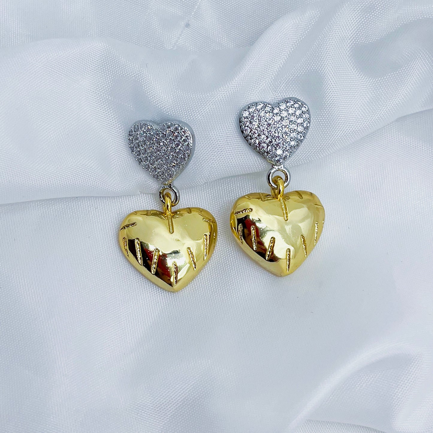 Sparkle Hearts 3D Drop Stud Earring
