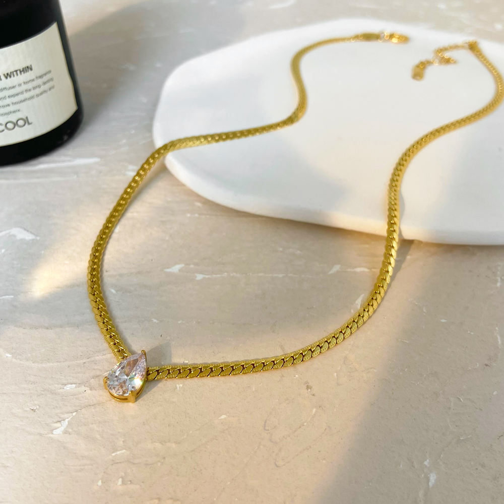 Tear Drop Herringbone Necklace