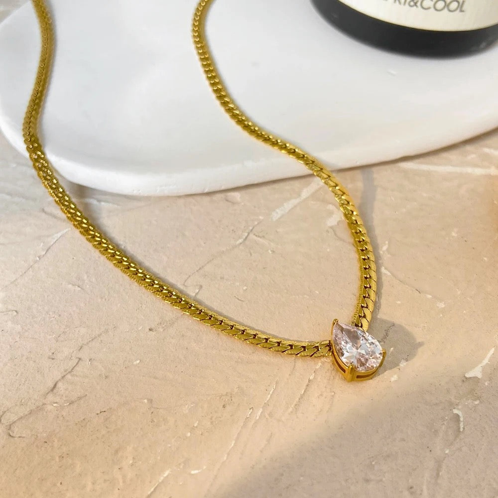 Tear Drop Herringbone Necklace