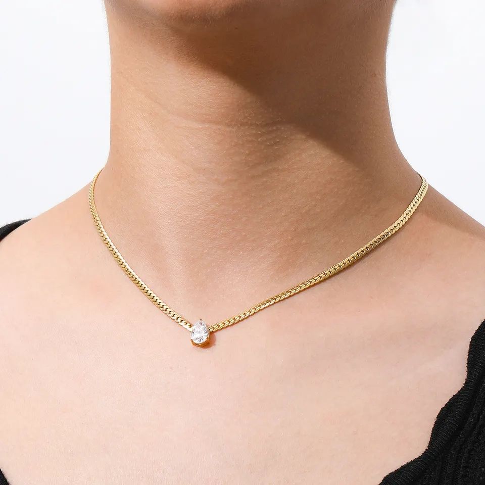 Tear Drop Herringbone Necklace
