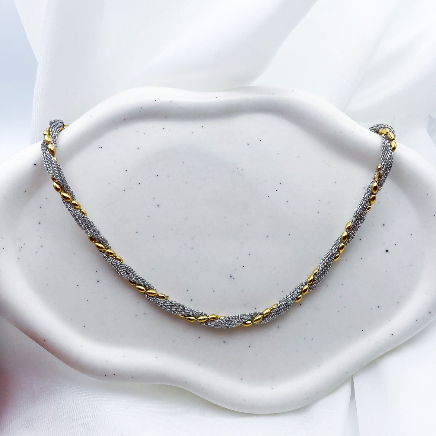 Two Tone Twisted Mesh Rope Necklace