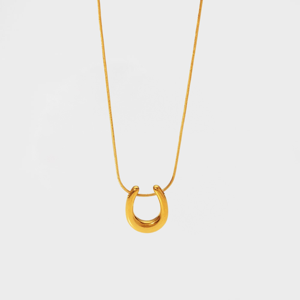 U Shape Horse Shoe Necklace-Dazzledvenus