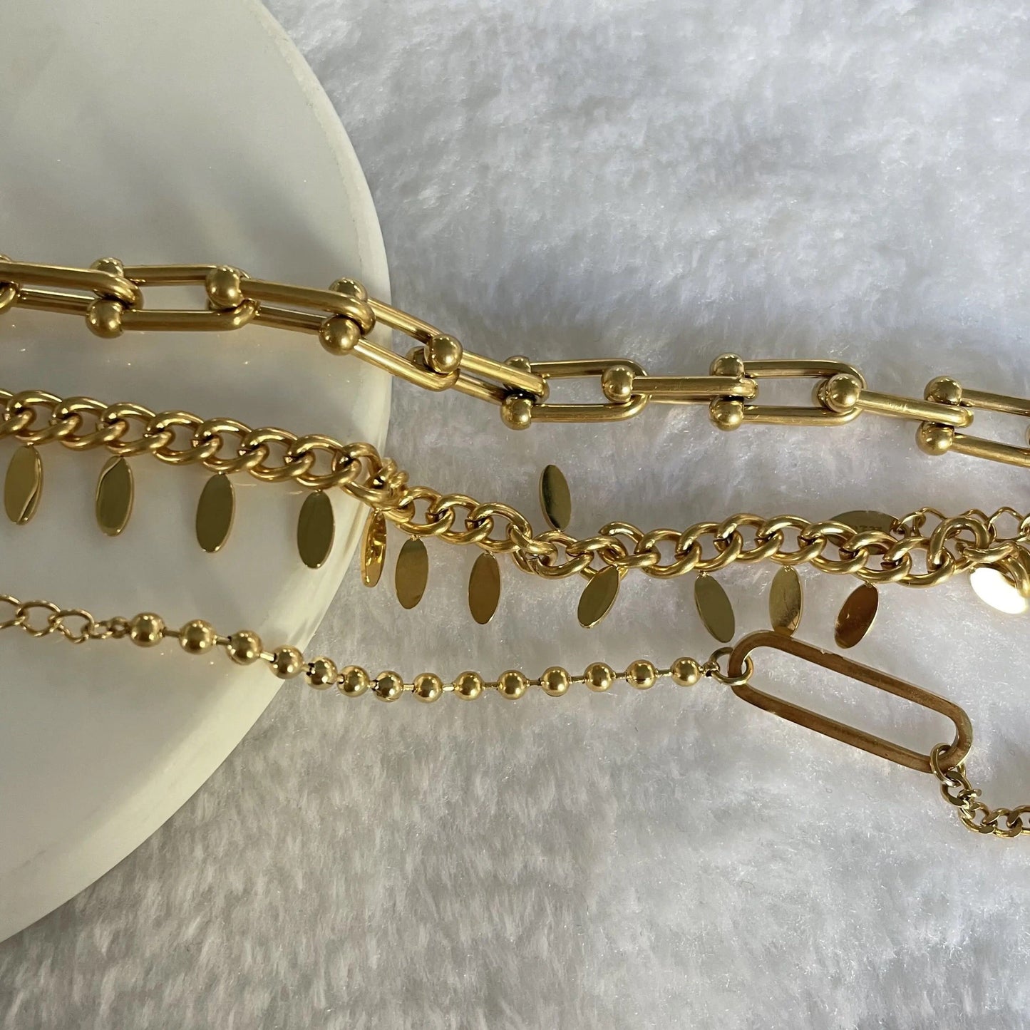 Gold Leaves Tassel Cuban Chain Bracelet